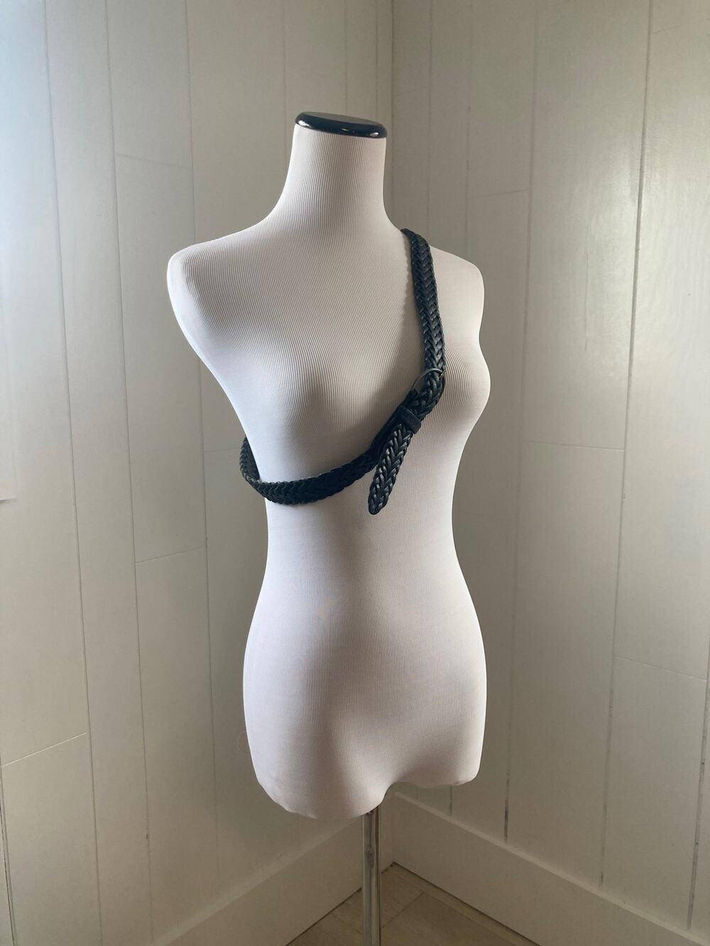 Made in Argentina Black Braided Leather Belt, Size 34